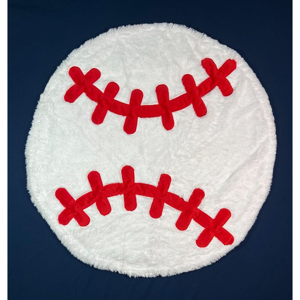 Koala Baby Baseball Plush Blanket Play Mat White Red 2013 Nursery Approx 32"